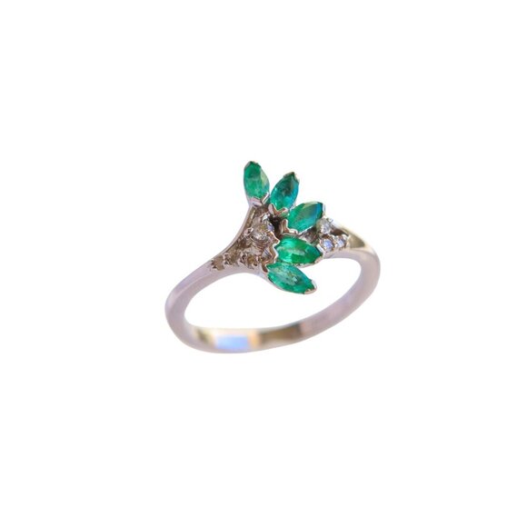 Genuine Emerald and Diamond Ring in 925 Sterling Silver - Picture 3 of 7
